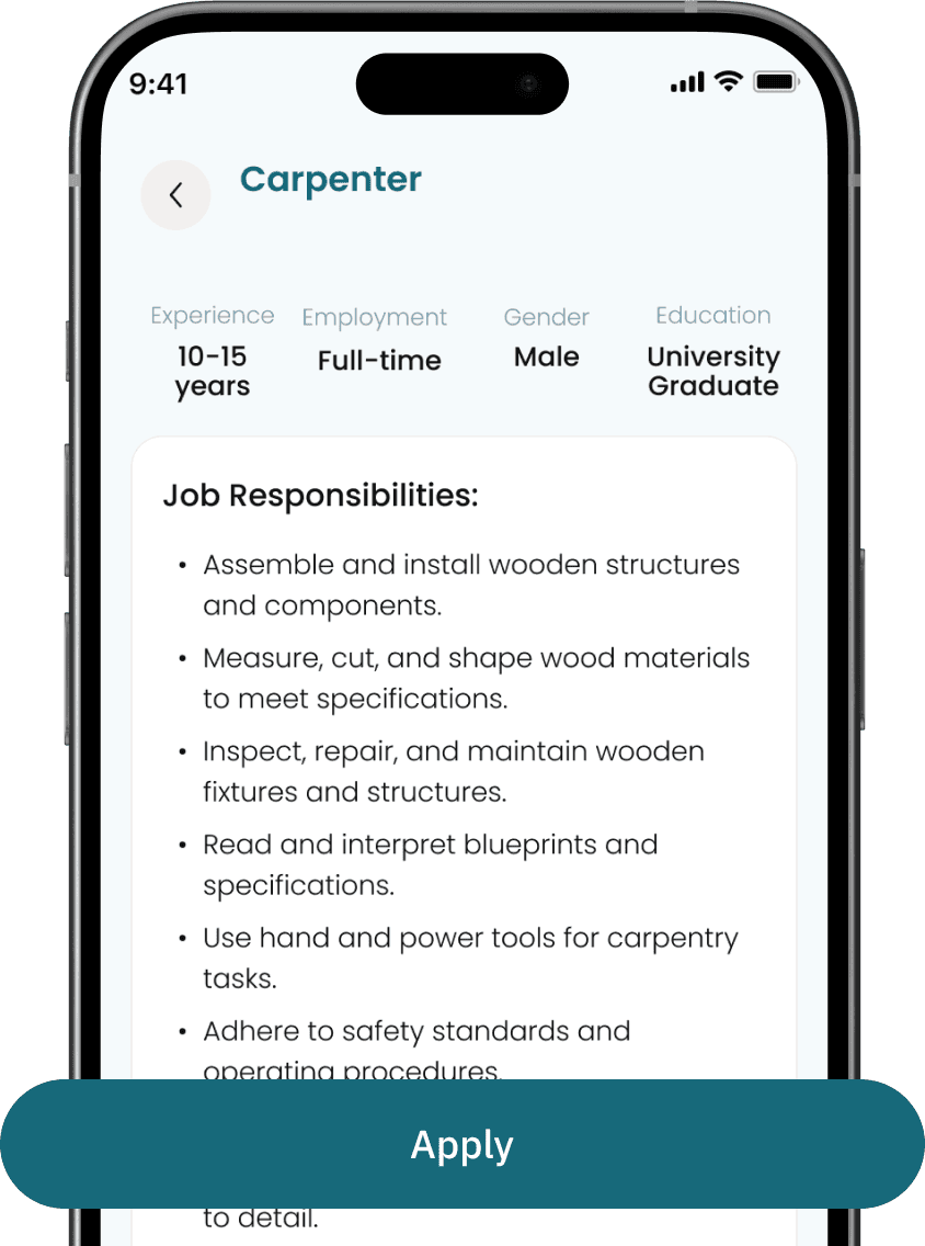 Job-application screen