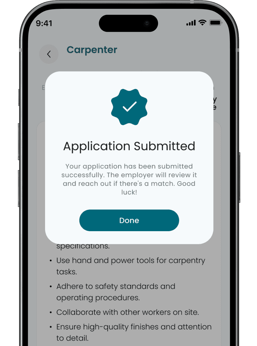 Job-acceptance notification screen