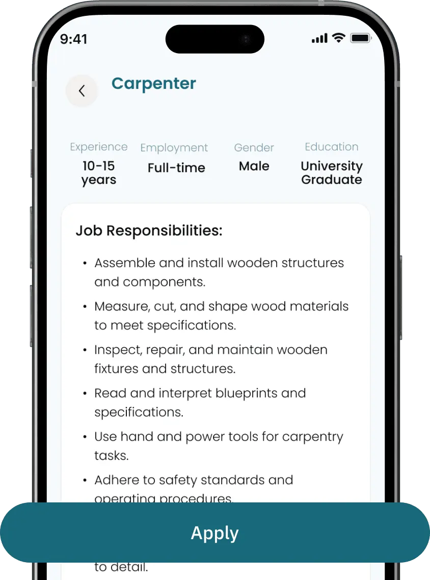 Job-application screen