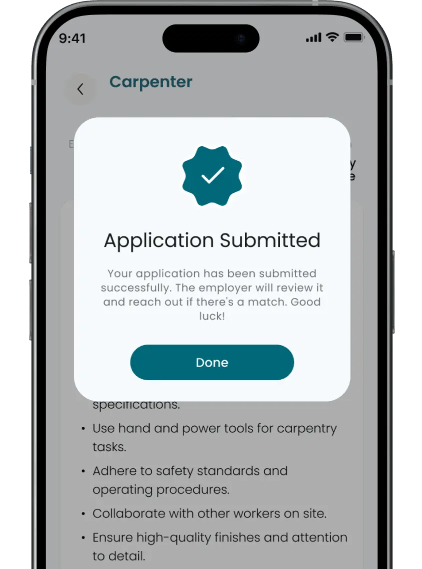 Job-acceptance notification screen